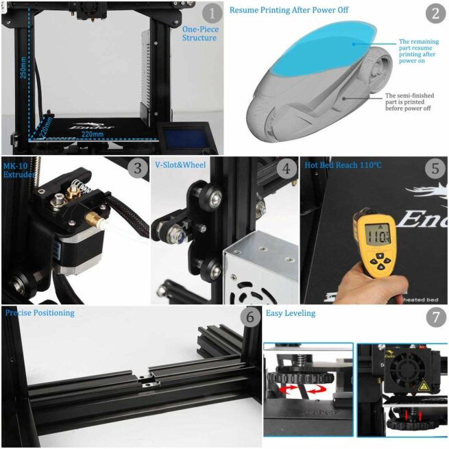 Upgraded Creality Ender 3 Printer (V4.2.2) With FREE Bed sticker & Upgraded Value added Package