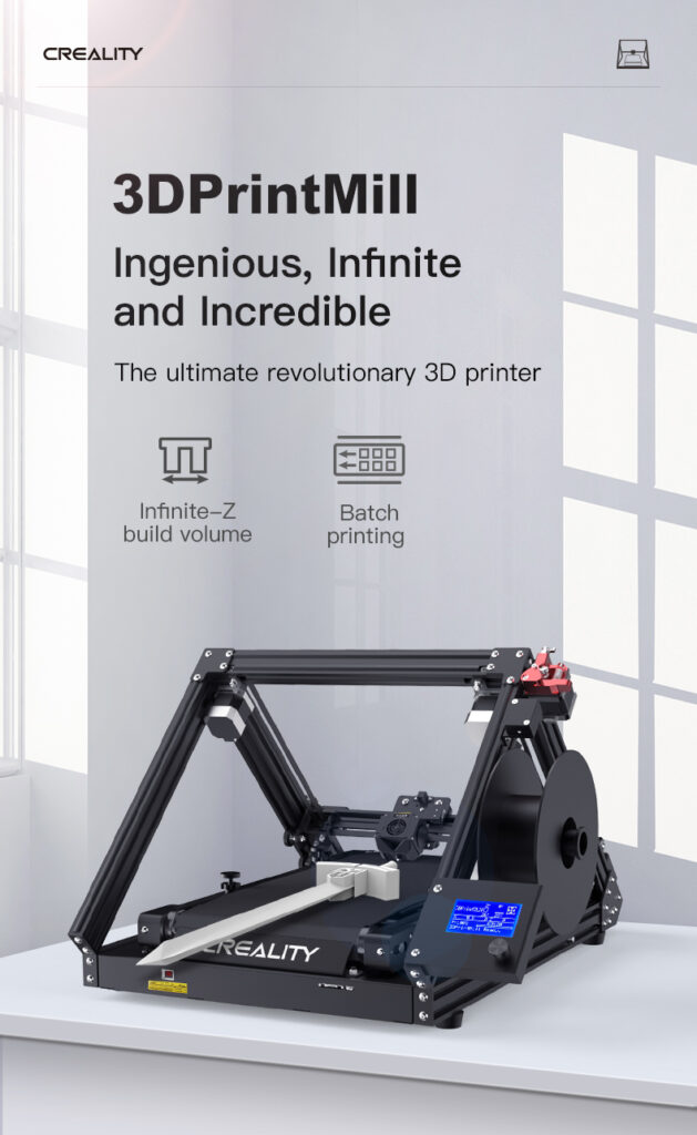 Creality 3DPrintMill Belt 3D Printer, Infinite-Z-axis printing