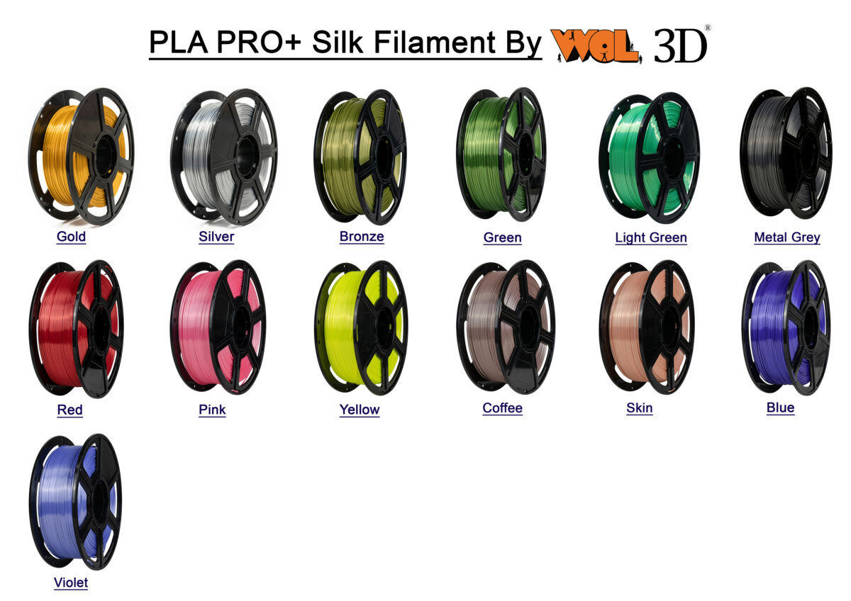 PLA Premium Silk filaments (13 in 1) each (5 m) with plastic box By WOL 3D