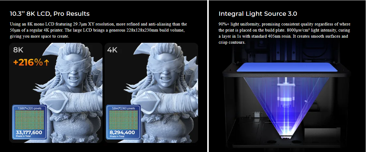Creality Halot-Mage Imprimante 3D en Résine avec 8K Monochrome 10.3 Pouces  Écran LCD, Impression UV Photopolymérisation Haute Précision, Purificateur  d'air, Grande Taille d'impression 228x128x230mm : : Commerce,  Industrie et Science